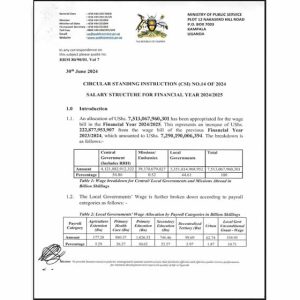 Salary structure (CSI) 2025/26.